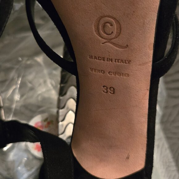 Alexander McQueen Black Suede "Metal Snake" Ankle Strap Heels - Picture 11 of 12